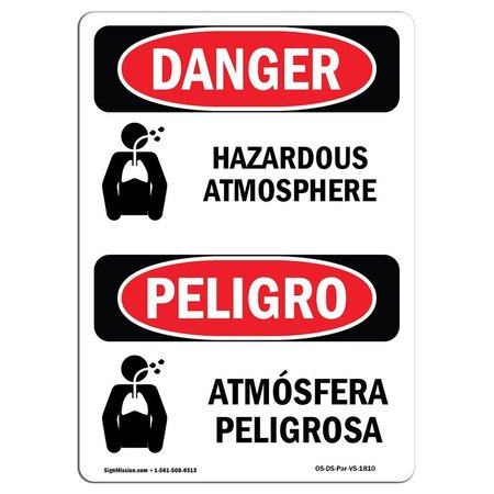 SIGNMISSION OSHA Sign, 18" Height, Rigid Plastic, Hazardous Atmosphere Spanish, 1218-VS-1810 OS-DS-P-1218-VS-1810
